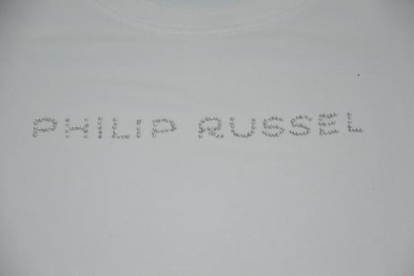 Bílé triko s lesklým nápisem, philip russel,s