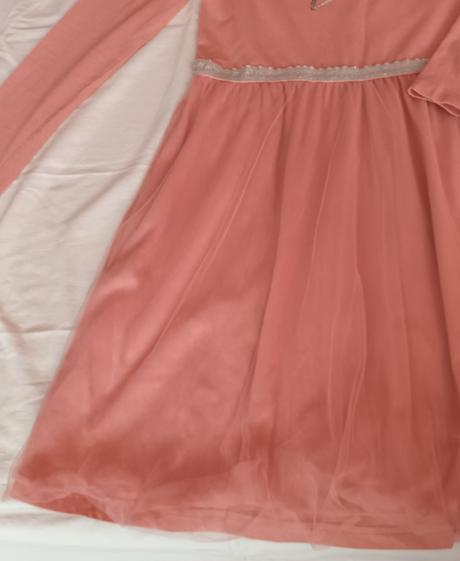 Růžové sváteční šaty dlouhý rukáv bonprix, bonprix,164