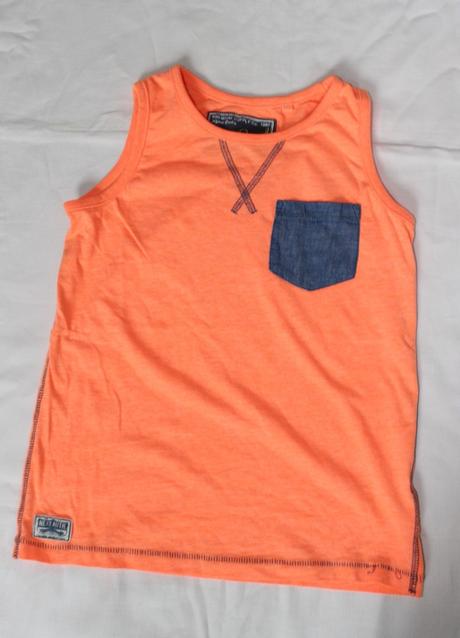 Ob36. meruňkové tílko s džínovou kapsičkou 7-8 let, next,128