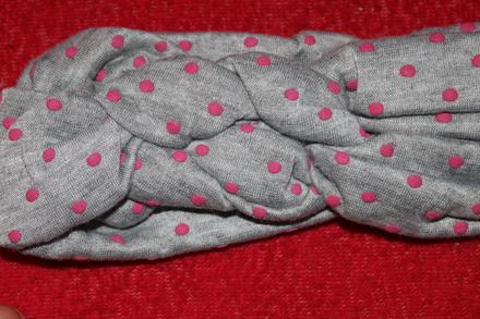 Dívčí zateplená čelenka námořnický uzel puntíky,