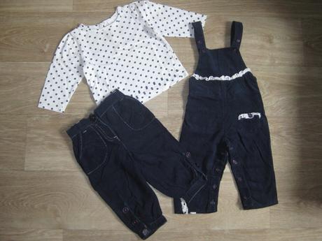 Tmavě modrá manžestr. souprava-růžovo-bílé prošití, tu,80