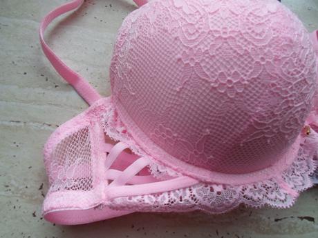 Růžová krajková podprsenka super push 75c, new yorker,75c