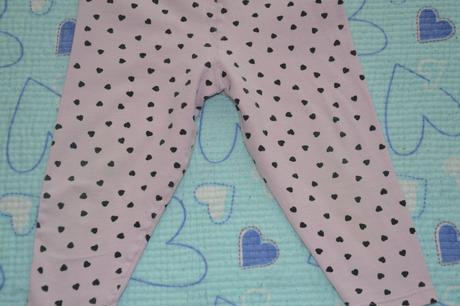 Růžové legínky, slabé tepláčky se srdíčky 74/80/86, 80