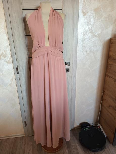 Dlouhé plesové šaty s vázáním za krk., vero moda,l