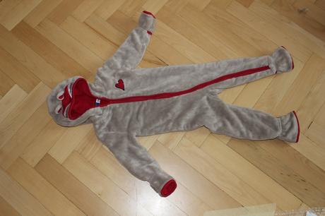 Teplý overal s liškou - nenošený, lupilu,80