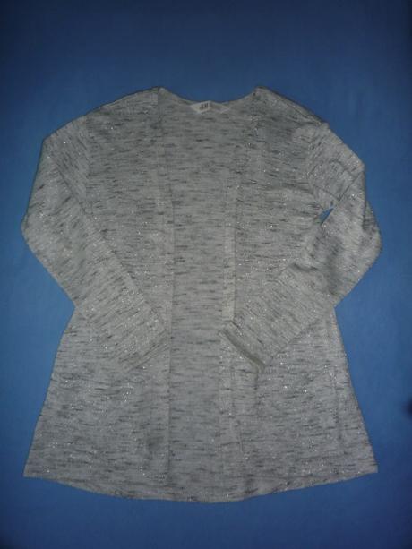 Třpytivý šedě stříbrný svetřík vel. 134-140, h&m,134
