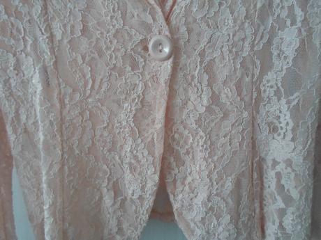 Krajkové růžové meruňkové dámské sako sáčko, m