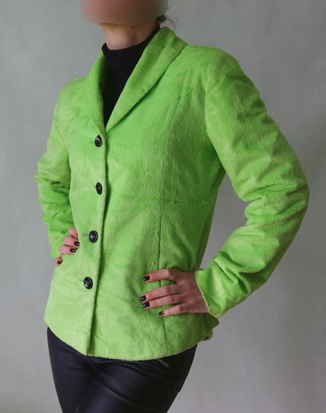 Výrazně zelené plyšové sako peter hahn vel.s, s