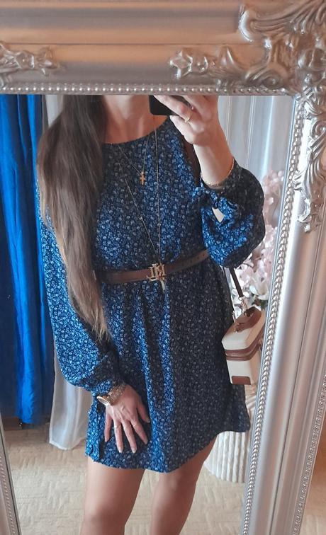 H&m elegantní květované šaty s dlouhým rukávem, h&m,40