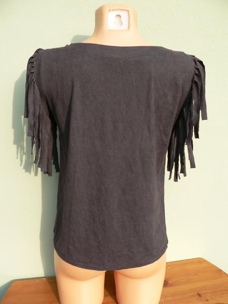 Černý top s třásněmi francie - vel.s, s