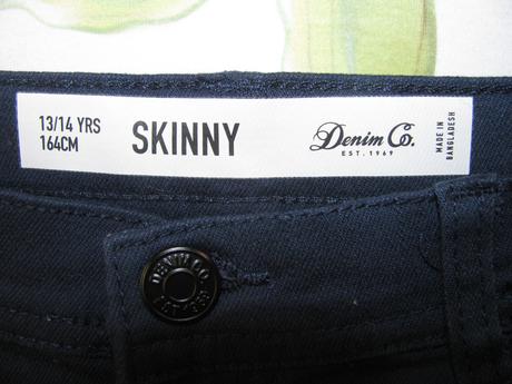 Strečové tmavě modré přiléhavé džíny, skinny, denim co,164