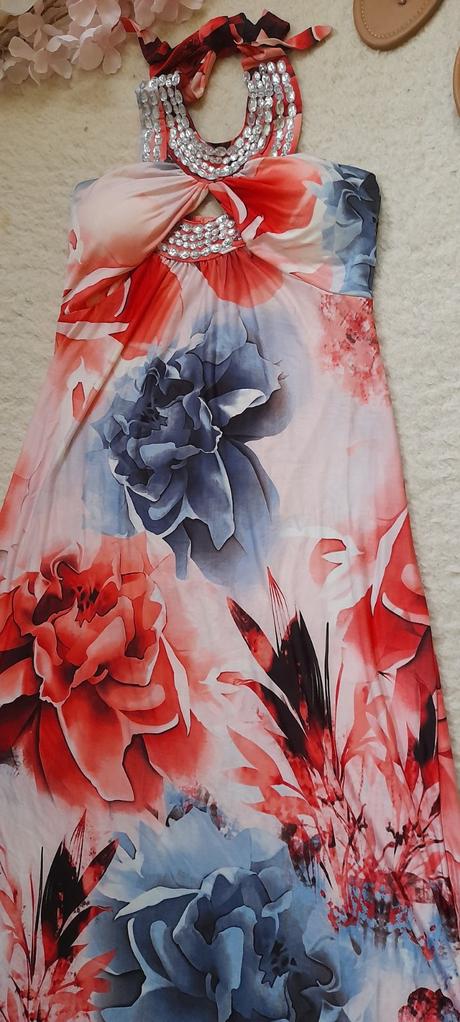 Flam mode společenské dlouhé šaty s kamínky, xl