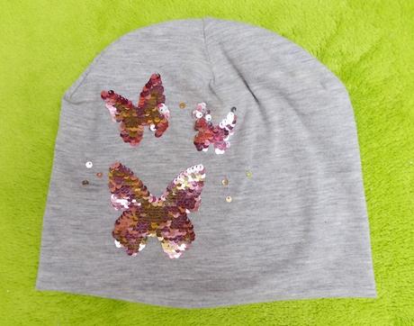 Jarní čepice s flitrovými motýly, h&m,92