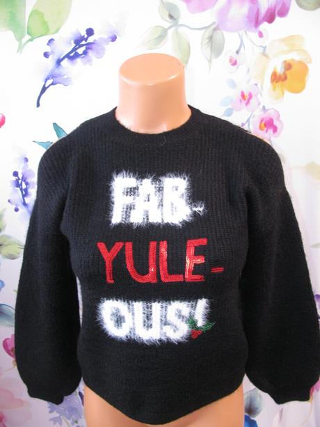 Černý dívčí svetr, vánoční motiv, 140