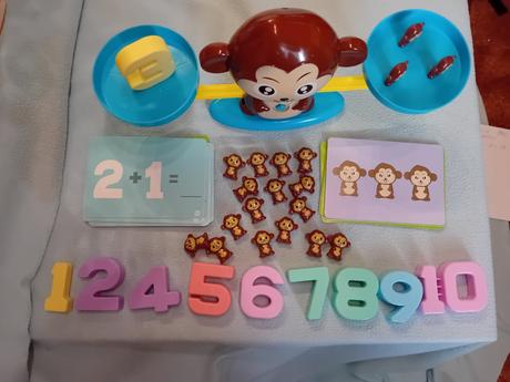 Vzdělávací hra-váha s čísly - opice,