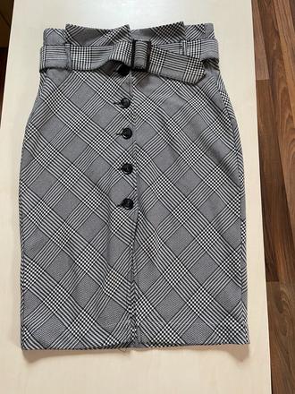 Káro rozepínací sukně s páskem, vel 44/ cca xxl i, h&m,xxl