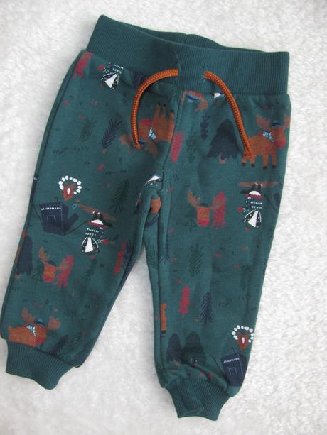 Kojenecké tmavě zelené bavlněné tepláčky s obrázky, primark,68