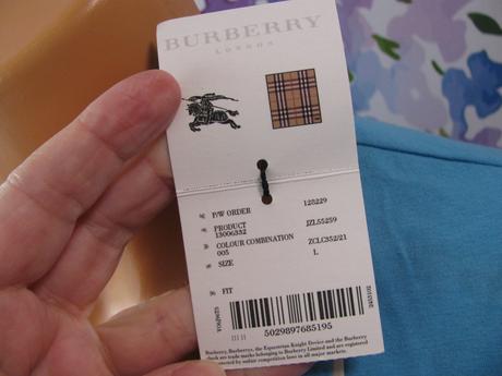 Dámské pružné modré tričko, dlouhý rukáv, burberry,l