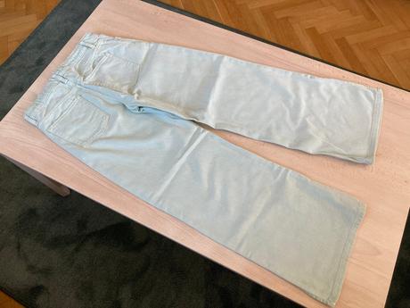 Světlé džíny široké wide high waist 140 9-10 let, h&m,140