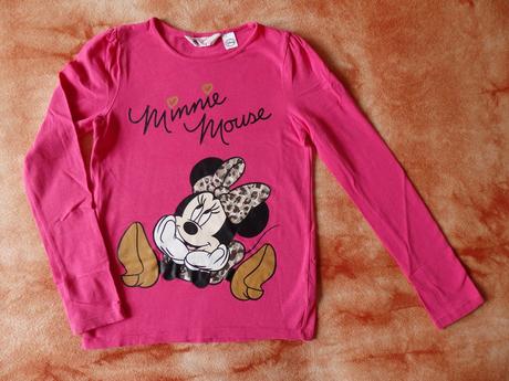 Růžové tričko s minnie, 134/140, h&m,134