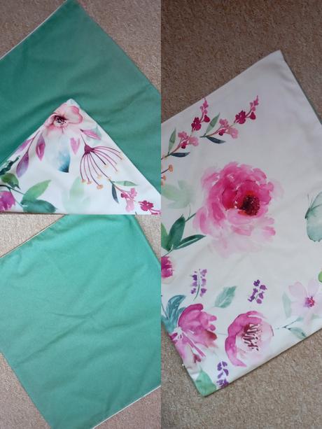 Povlak na polštářek "květy - zadní část zelená", 