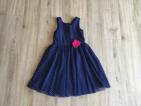 Puntíkaté šaty s kytkou, h&m,128