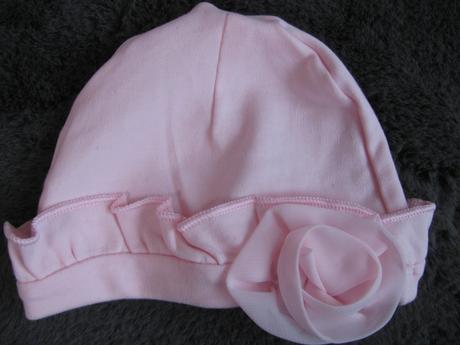 Růžová bavlněná čepička s kytičkou v.3-6 měs., 68