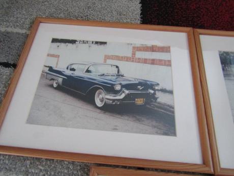 3 x zasklené obrazy retro auta, 