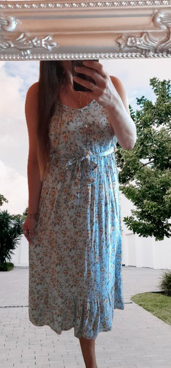 Květinové dlouhé šaty s páskem, l