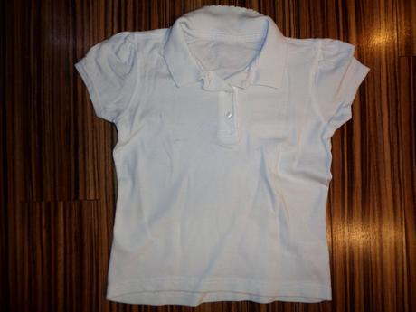 Bílé bavlněné vroubkované tričko s límečkem, george,128