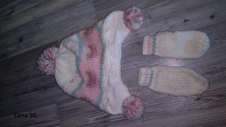 Dívčí zimní komplet čepice + rukavice, 104