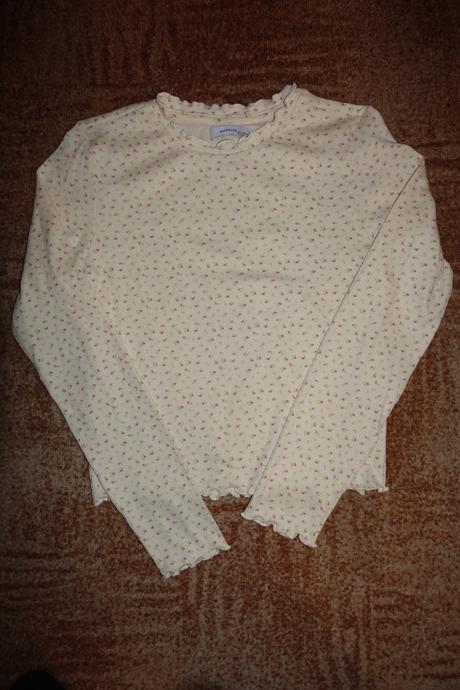 Dívčí žebrované tričko s kytičkami vel. 146-152, reserved,146