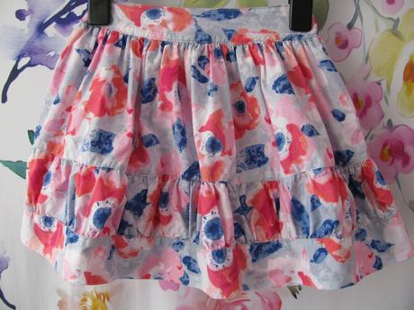 Plátěná volánková sukně s kytičkami, 110