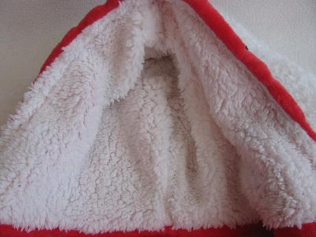 Krásný malinově červený fleecový župan s kapucí, disney,74