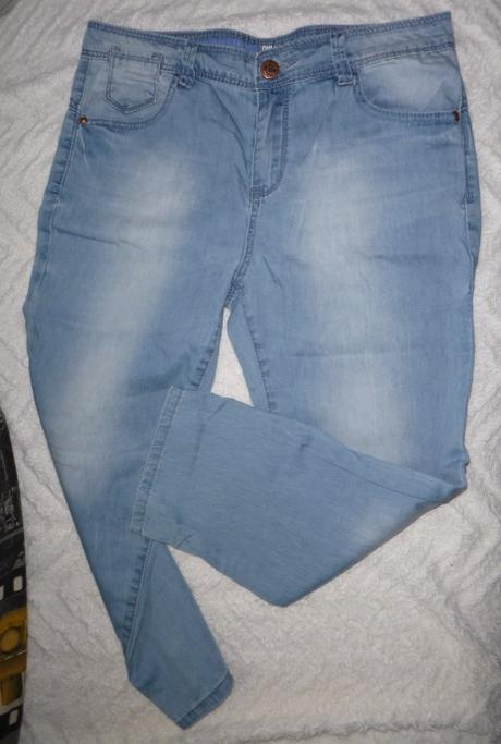 Světlé 3/4 džíny denim vyšší pas - vel.m, denim,m