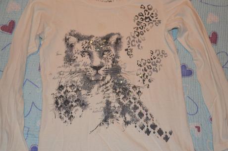 Bavlněné dlouhé triko tunika s gepardem flitry, next,134