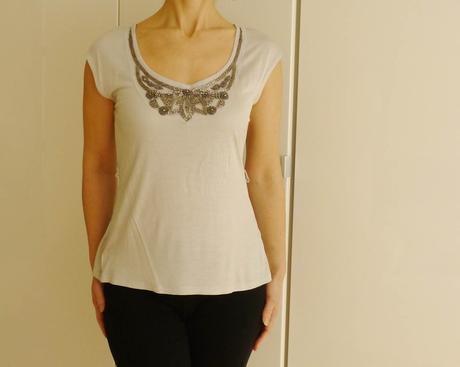 Seda bluzka s aplikaci koralku xs od h&m, h&m,xs