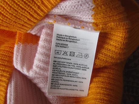 Dívčí pruhovaný crop top růžový svetr h&m, h&m,152