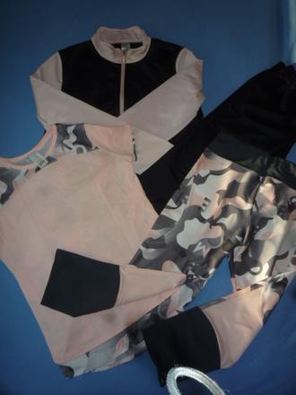 Sportovní set - tepláková souprava, triko, legíny, decathlon,146