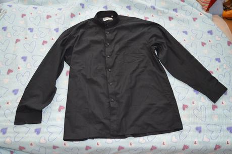 Černá pánská košile, dl. rukáv, stojáček, 43