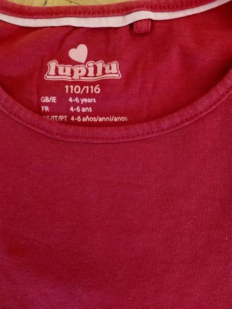 Růžové tričko vel. 110/116, lupilu,110