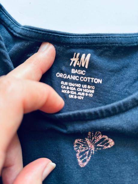 Ob/ šaty modré s motýlky - v.134/140, h&m,134