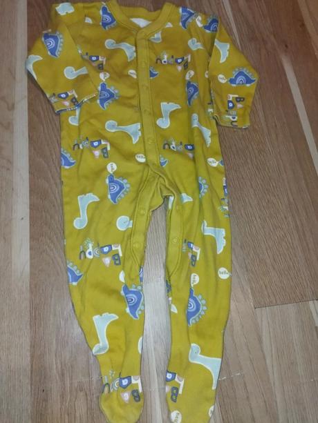 Žlutý overal s dinosaury 74 nutmeg, miniclub,74