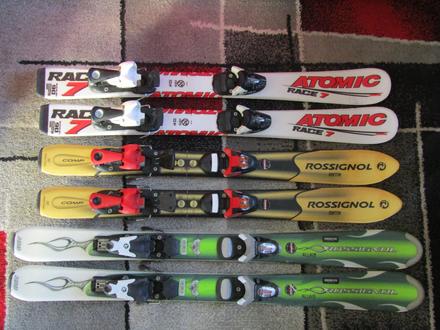 3 x dětské lyže s vázáním, atomic,90-99 cm