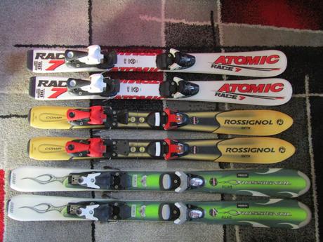 3 x dětské lyže s vázáním, atomic,90-99 cm