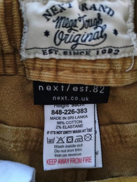 Manžestrové kalhoty neutrální, next,98