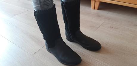 Černé kožené kozačky clarks vel. 34, clarks,34