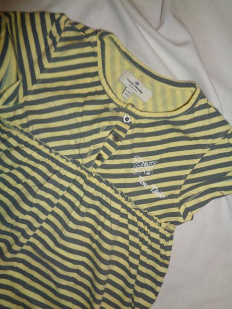 Luxusní žlutošedé pruhované šaty tom tailor116/122, tom tailor,116 / 122