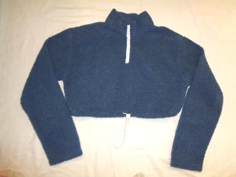Luxusní modrá uzlíková crop top mikina, 164 / 170