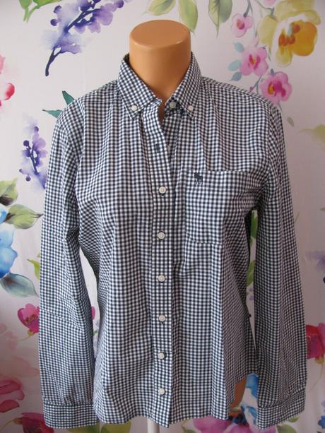 Dámská plátěná košilová halenka, modro bílá, abercrombie&fitch,l